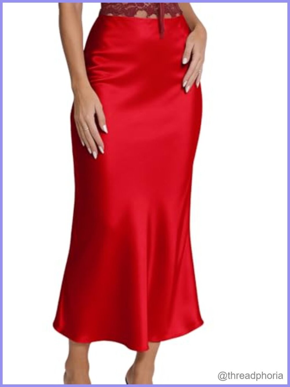 Women's Satin Midi Skirt High Waist Silk Elegant Cocktail Party Skirt